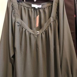 Olive green blouse from the Loft